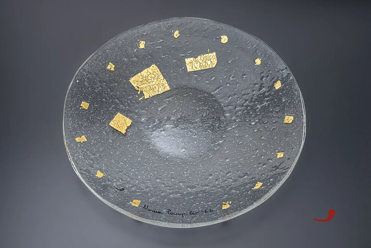 Tullio Ostilio glass fusion plate, Series VII King of Rome, 2000s 1