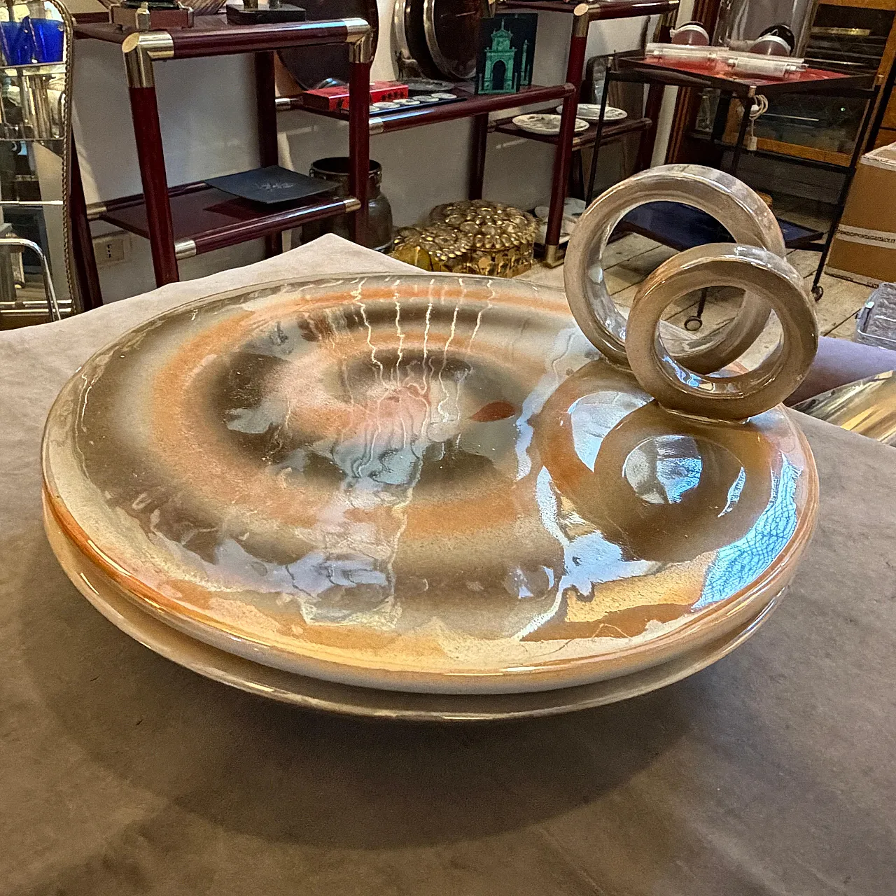 Mid-Century Modern Lustro ceramic centerpiece, 1950s 3