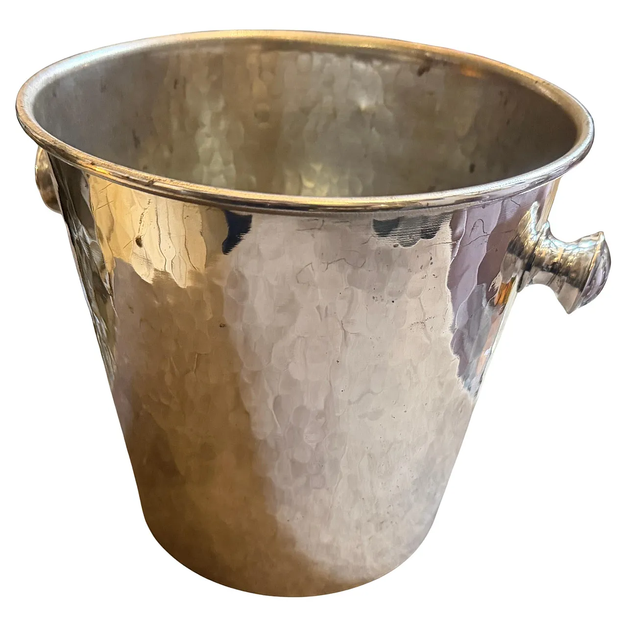 Mid-Century Modern silver plated hammered wine cooler, 1970s 1