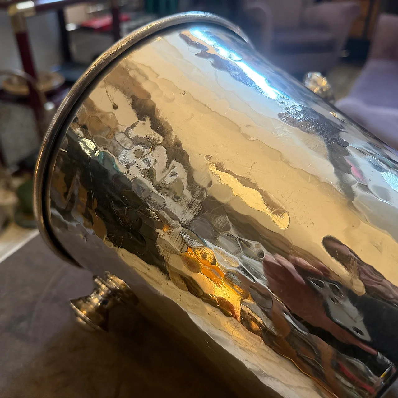 Mid-Century Modern silver plated hammered wine cooler, 1970s 5