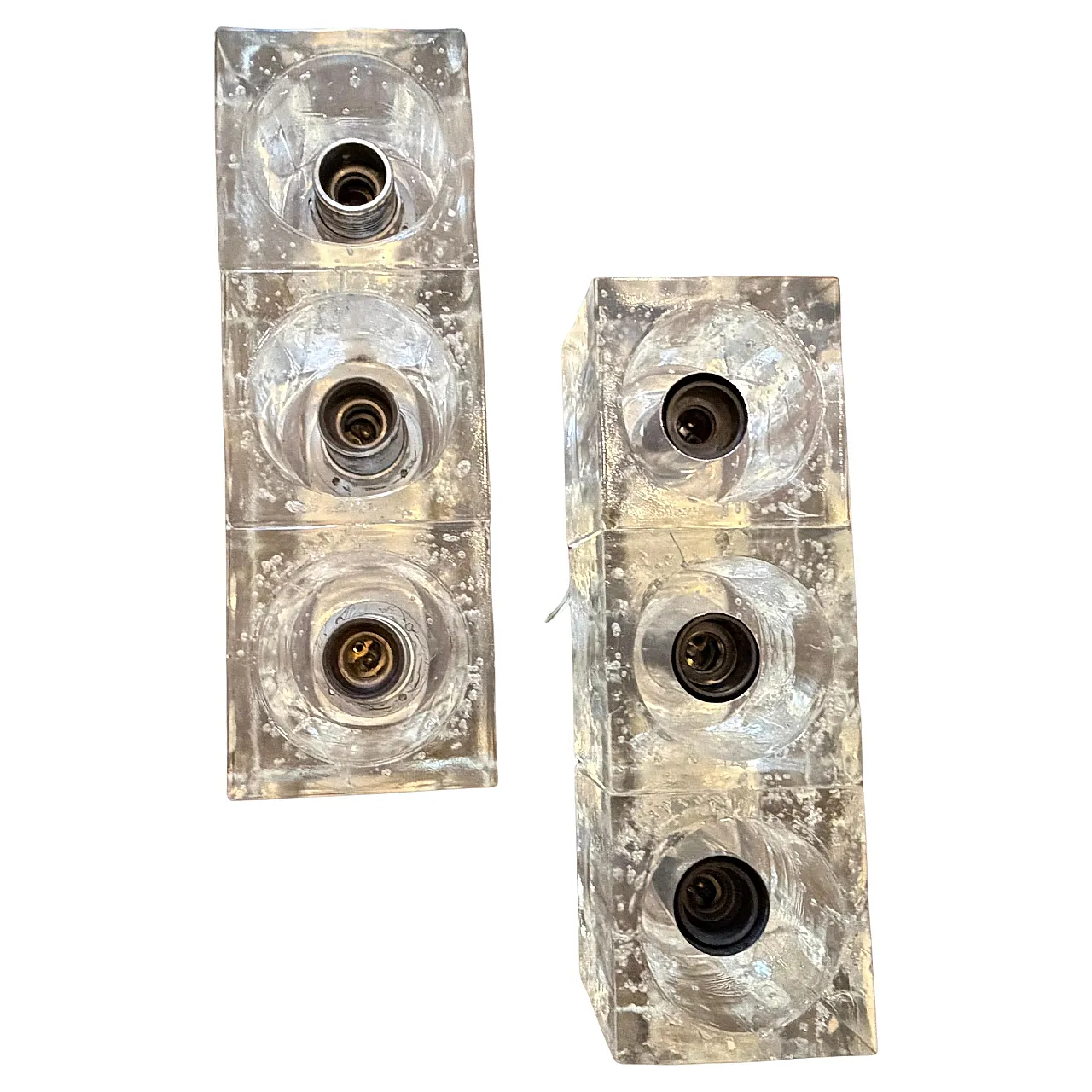 Pair of heavy Murano glass wall sconces by Sciolari, 1960s 1