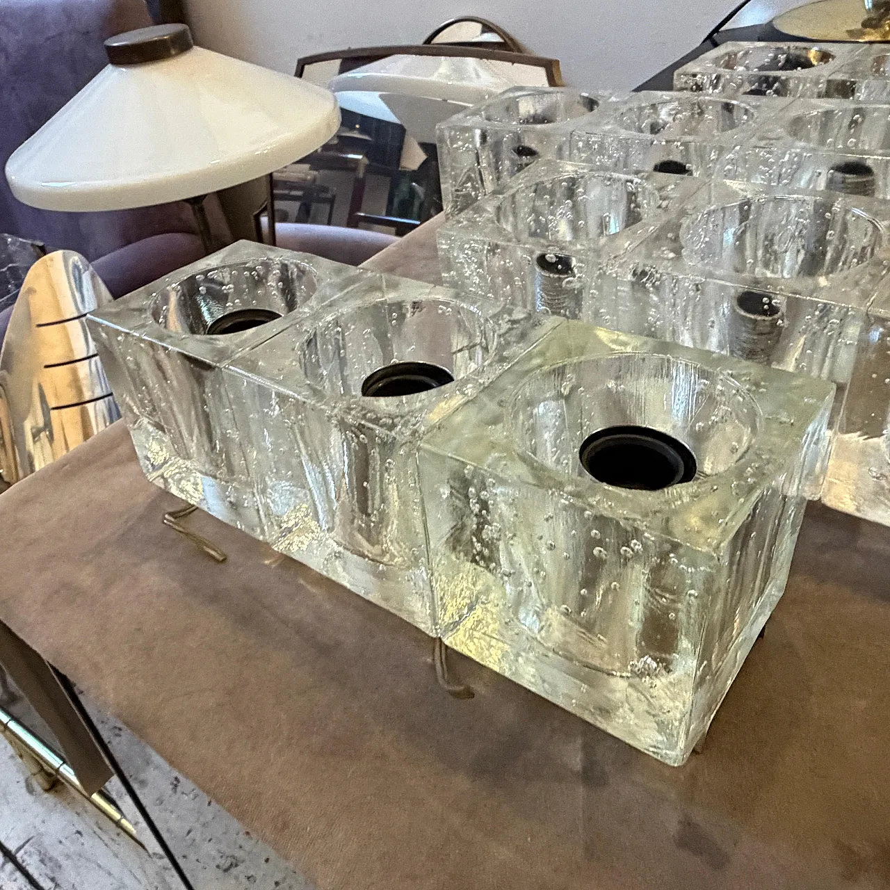 Pair of heavy Murano glass wall sconces by Sciolari, 1960s 2