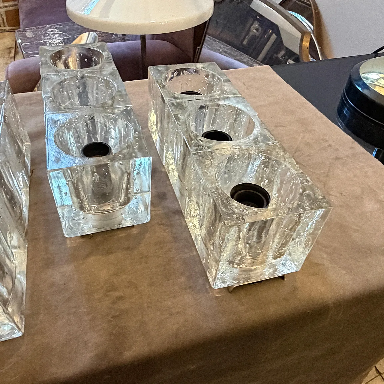 Pair of heavy Murano glass wall sconces by Sciolari, 1960s 3