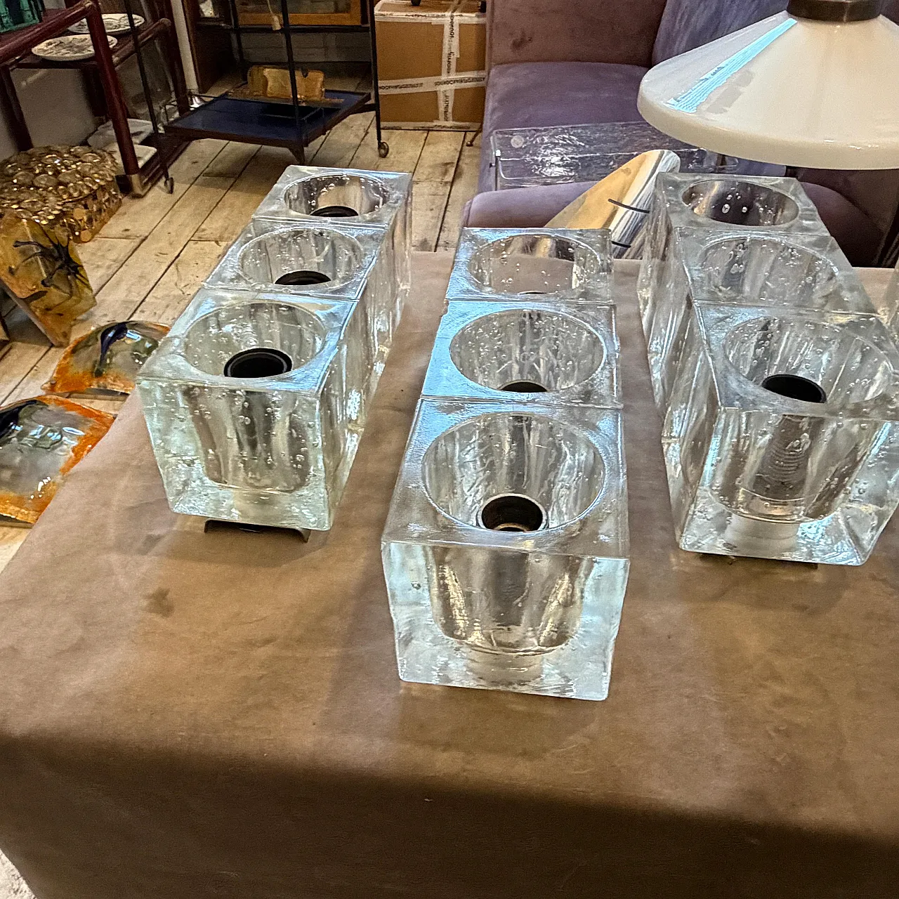Pair of heavy Murano glass wall sconces by Sciolari, 1960s 4