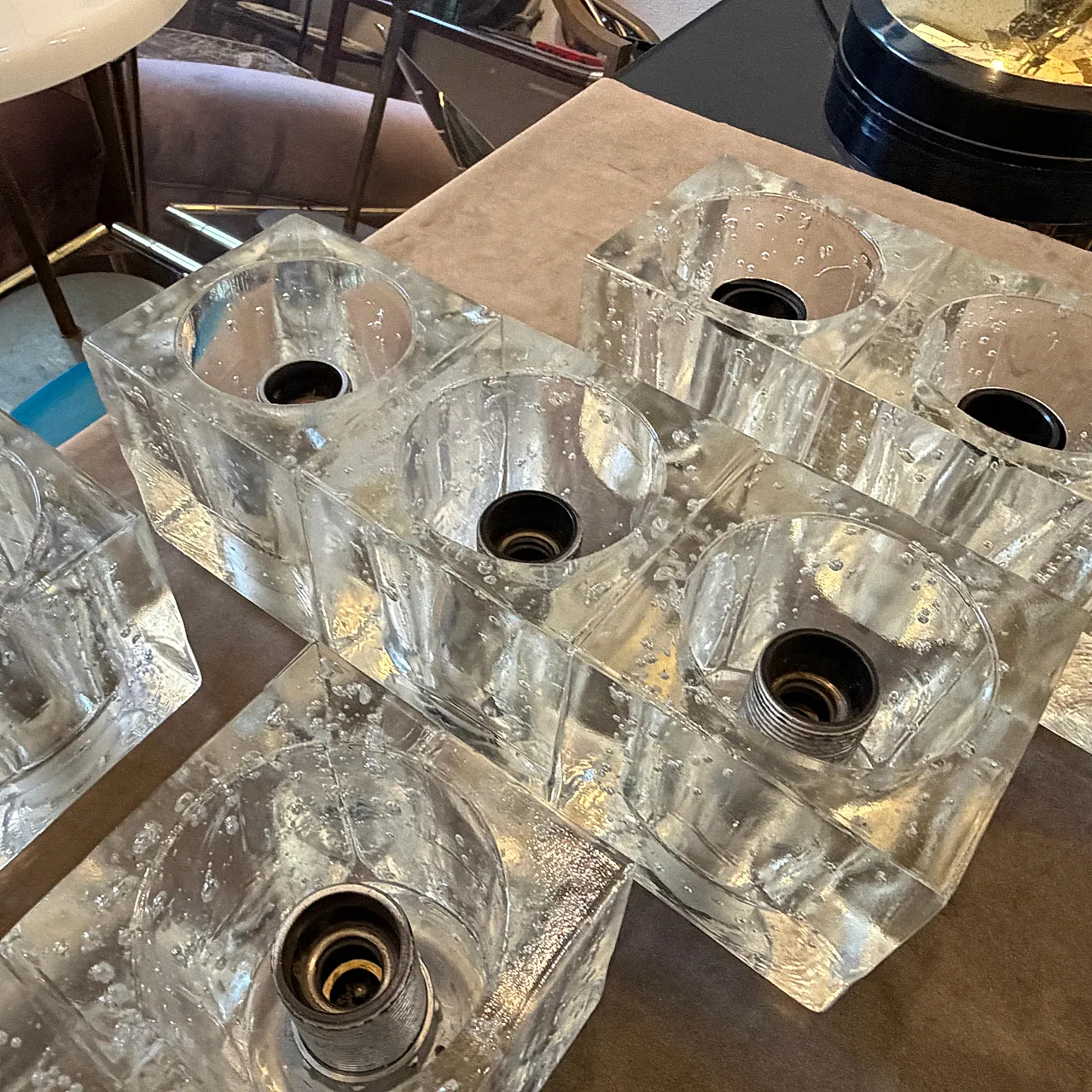 Pair of heavy Murano glass wall sconces by Sciolari, 1960s 9