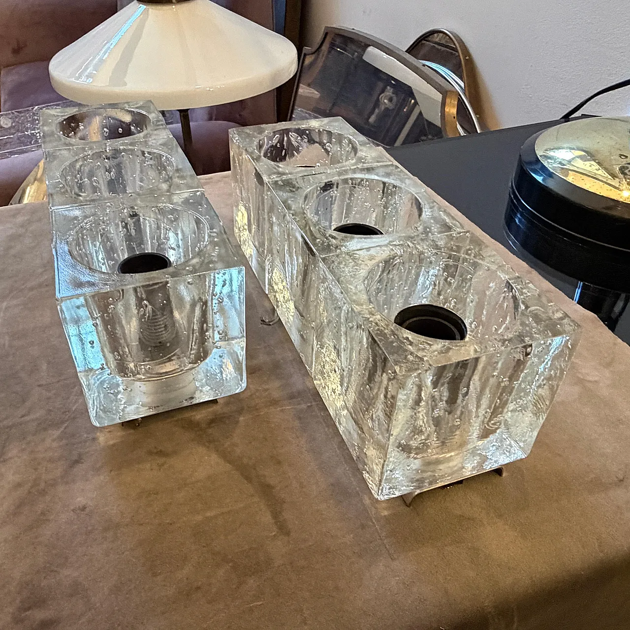 Pair of heavy Murano glass wall sconces by Sciolari, 1960s 13