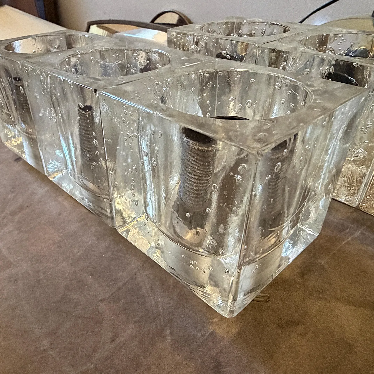 Pair of heavy Murano glass wall sconces by Sciolari, 1960s 14