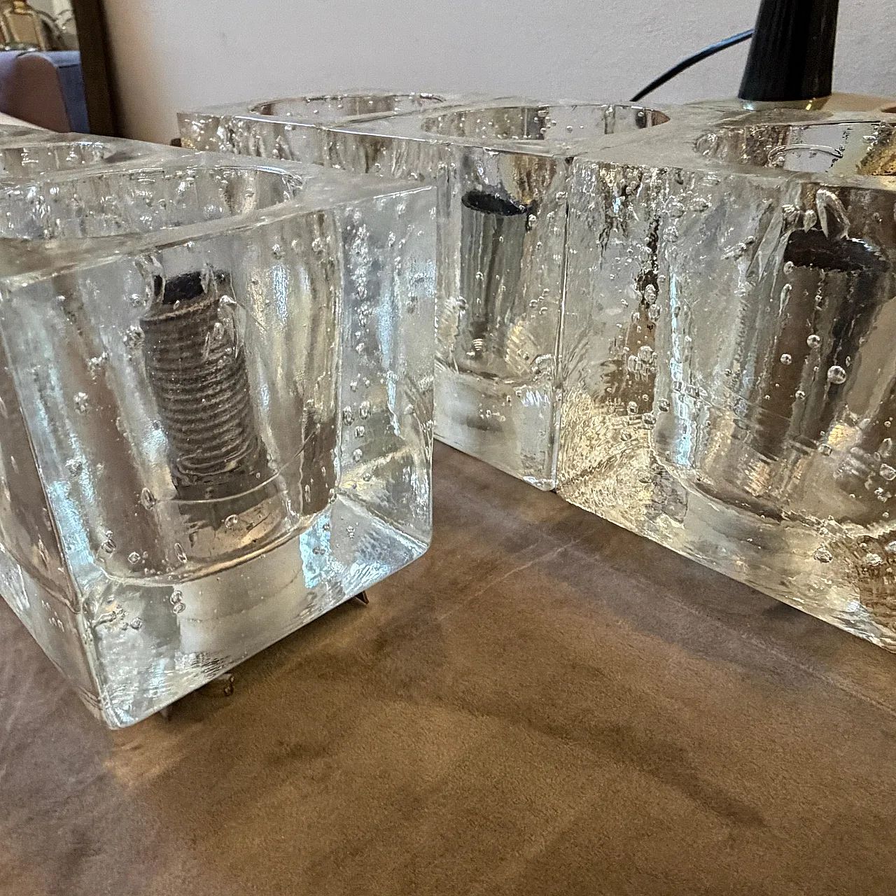 Pair of heavy Murano glass wall sconces by Sciolari, 1960s 15
