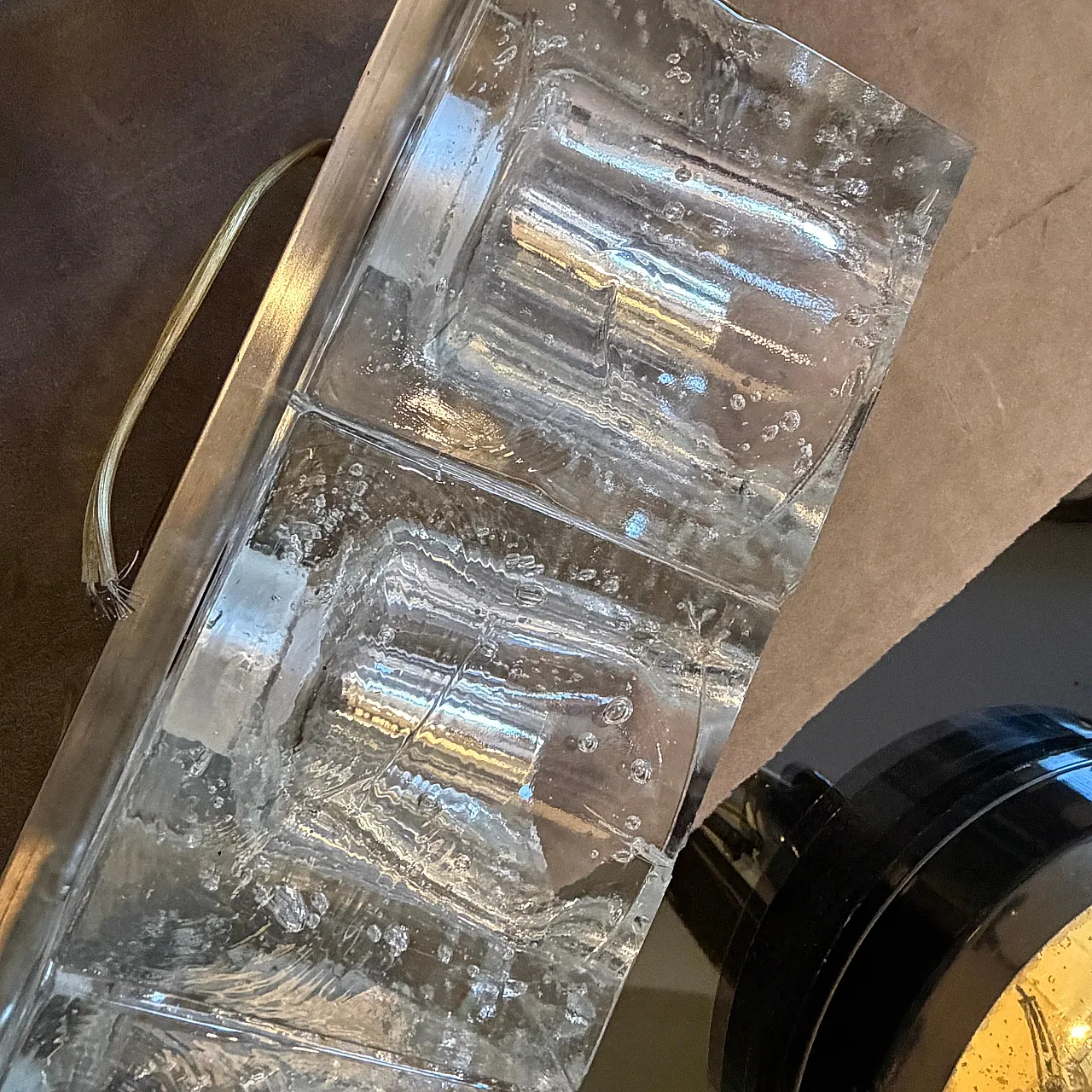 Pair of heavy Murano glass wall sconces by Sciolari, 1960s 16