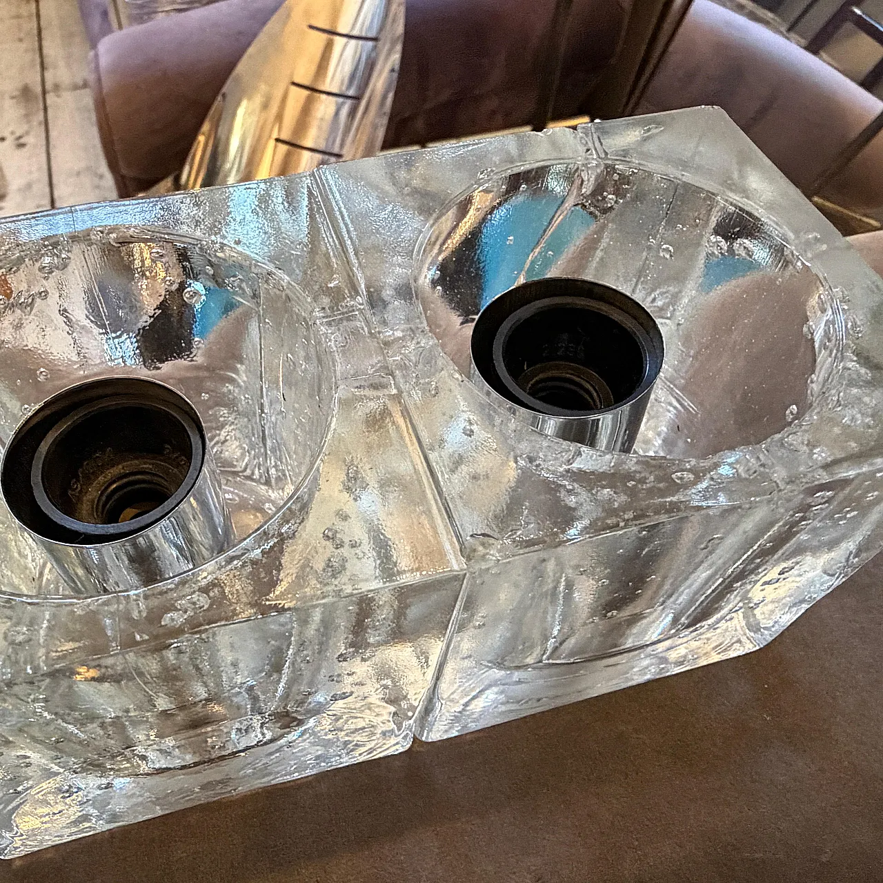 Pair of heavy Murano glass wall sconces by Sciolari, 1960s 19