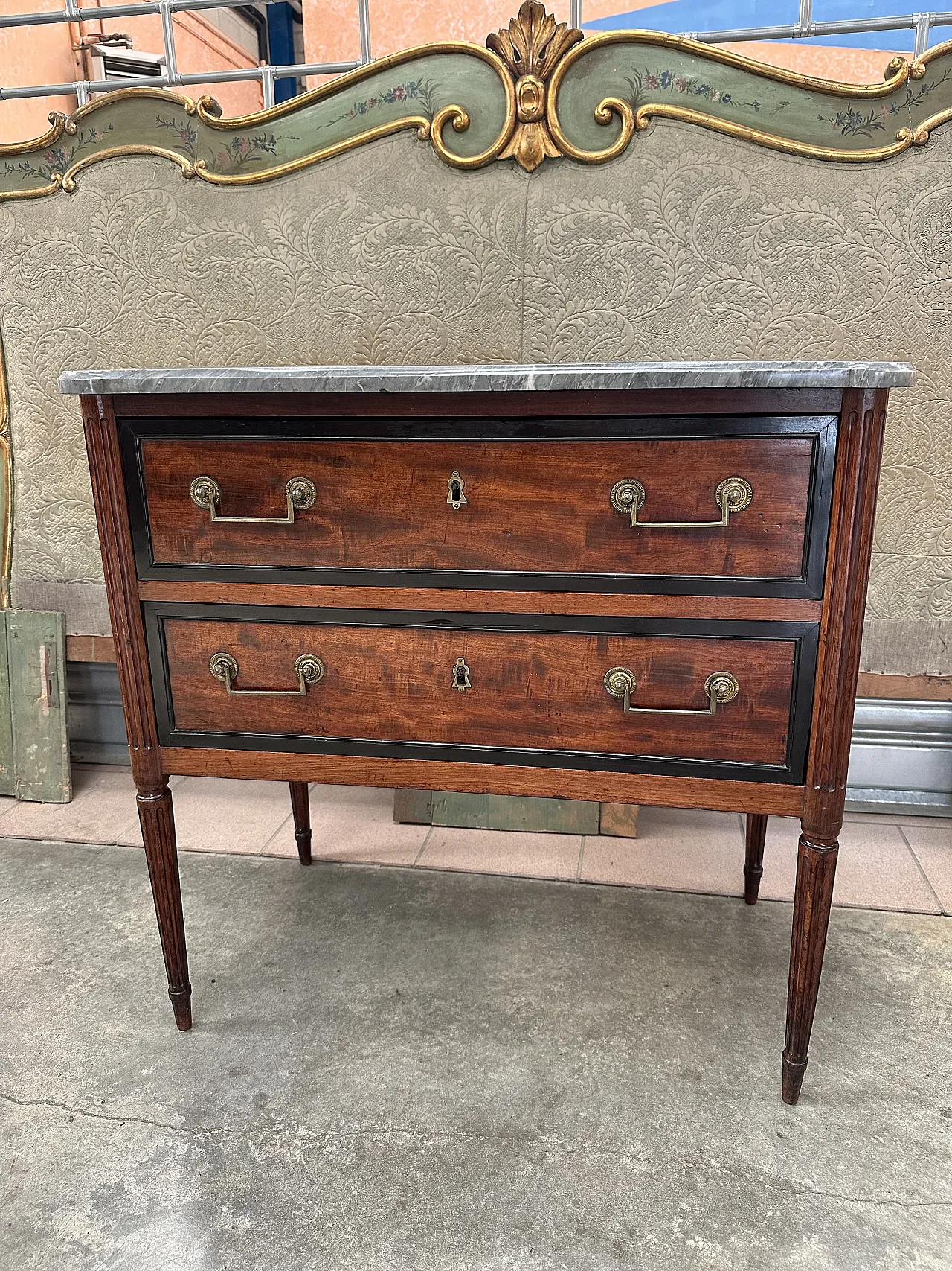 Louis XVI chest of drawers mahogany ebony, Genoa, late 18th century 9