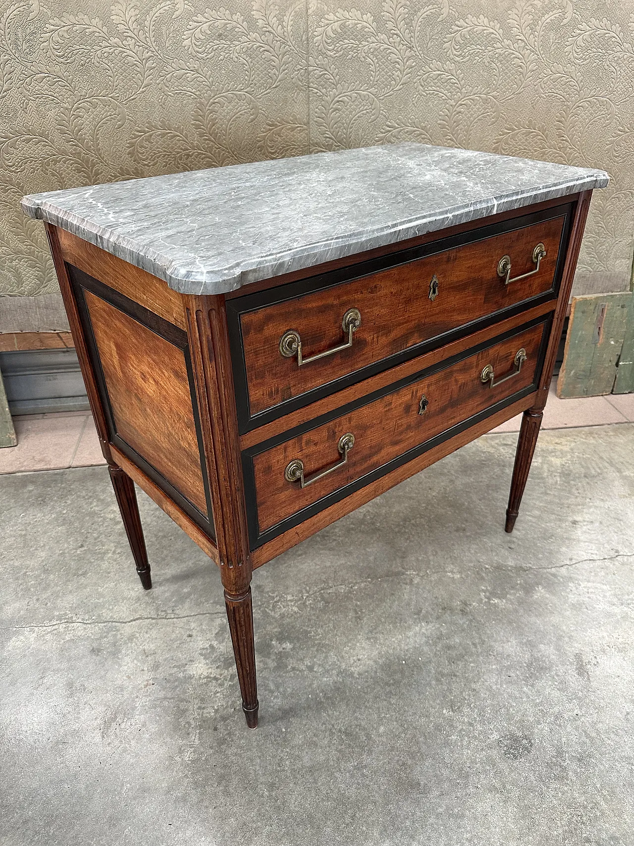 Louis XVI chest of drawers mahogany ebony, Genoa, late 18th century 10