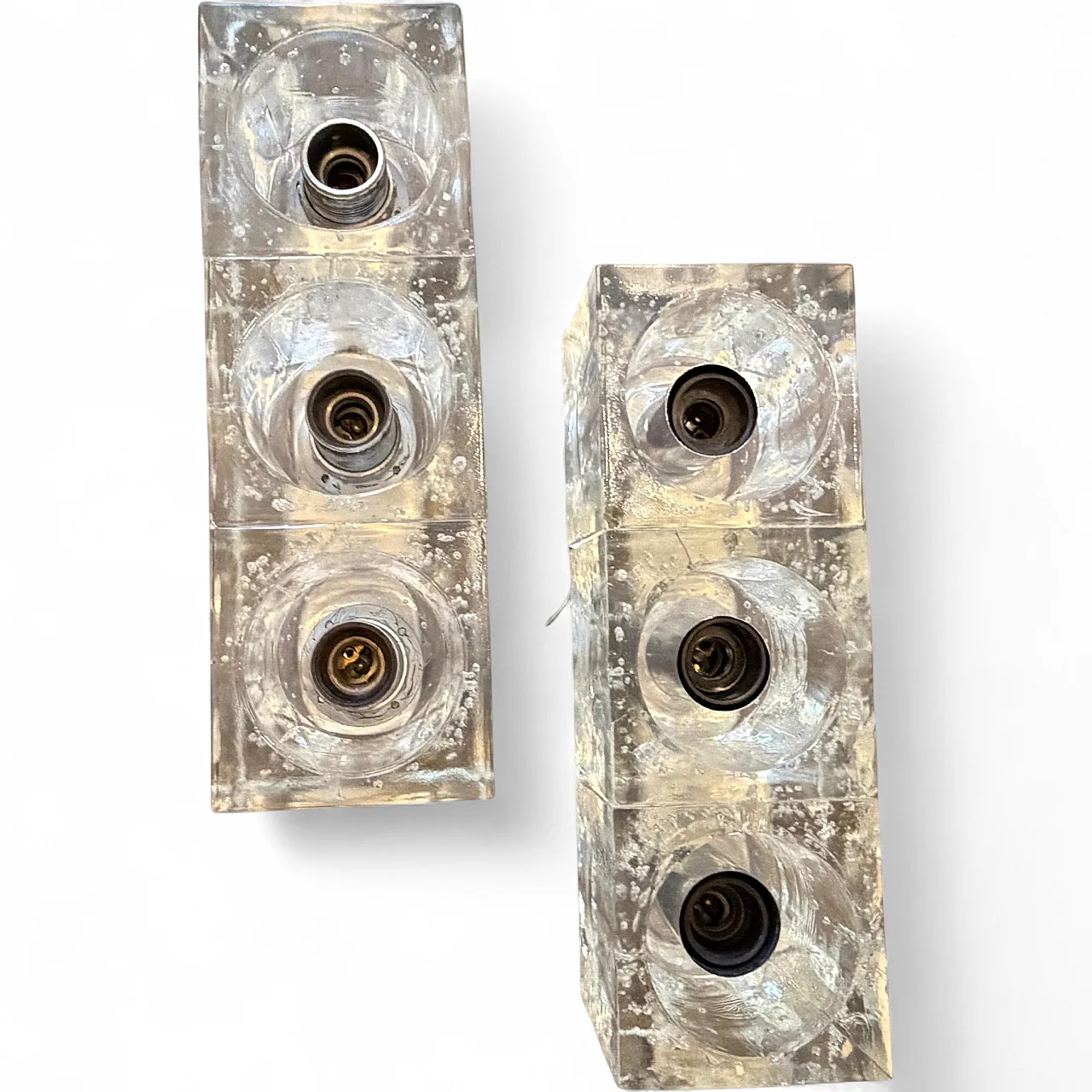 Pair of heavy Murano glass wall sconces by Sciolari, 1960s 20