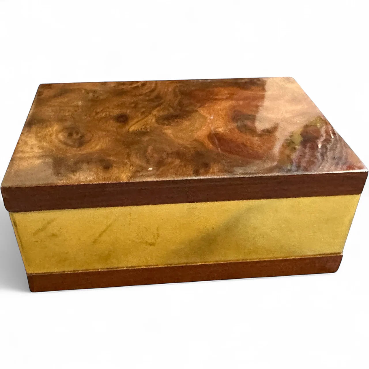 Mid-Century Modern walnut root and gilt metal luxury box, 1970s 11