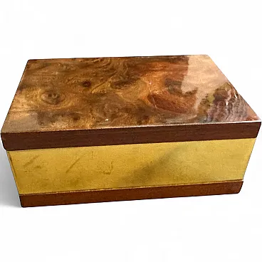 Mid-Century Modern walnut root and gilt metal luxury box, 1970s