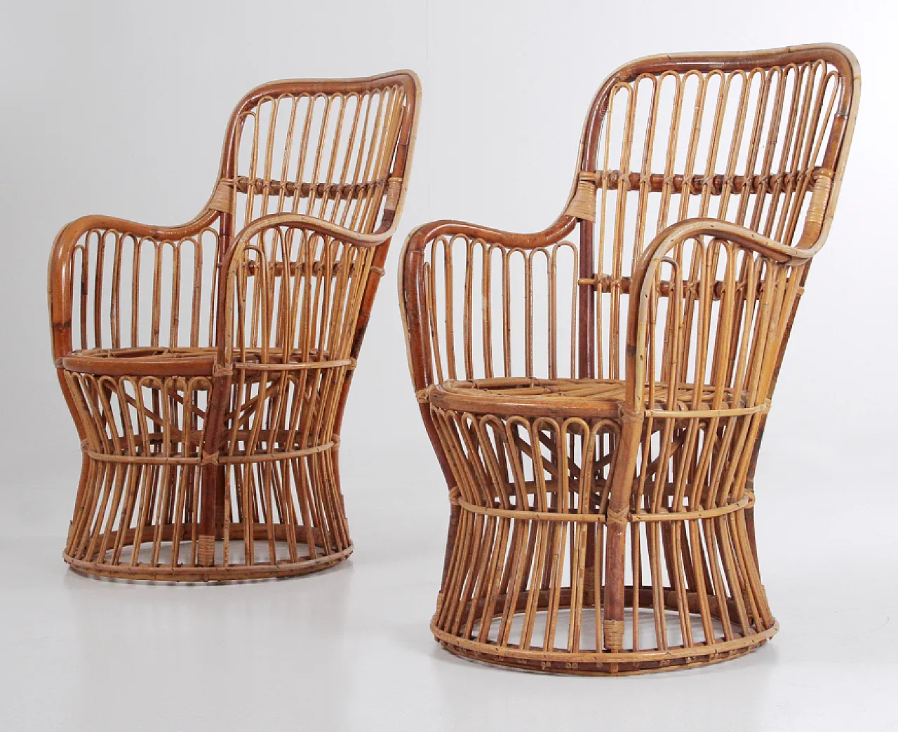 Pair of rattan chairs attributed to Luigi Caccia Dominioni, 1950s 10