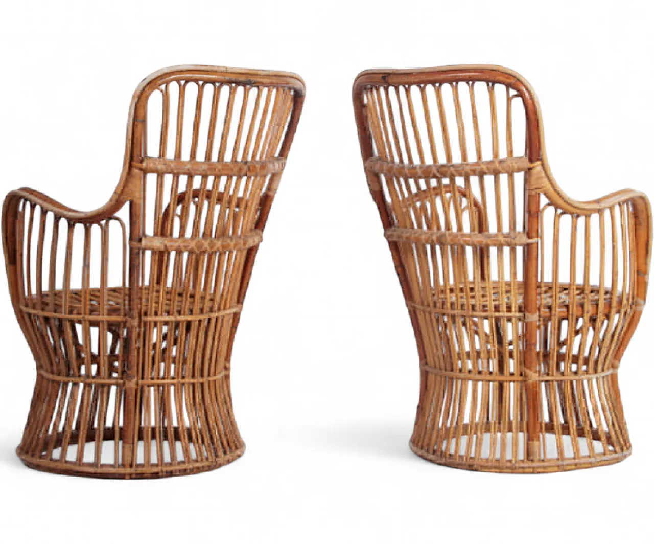 Pair of rattan chairs attributed to Luigi Caccia Dominioni, 1950s 15