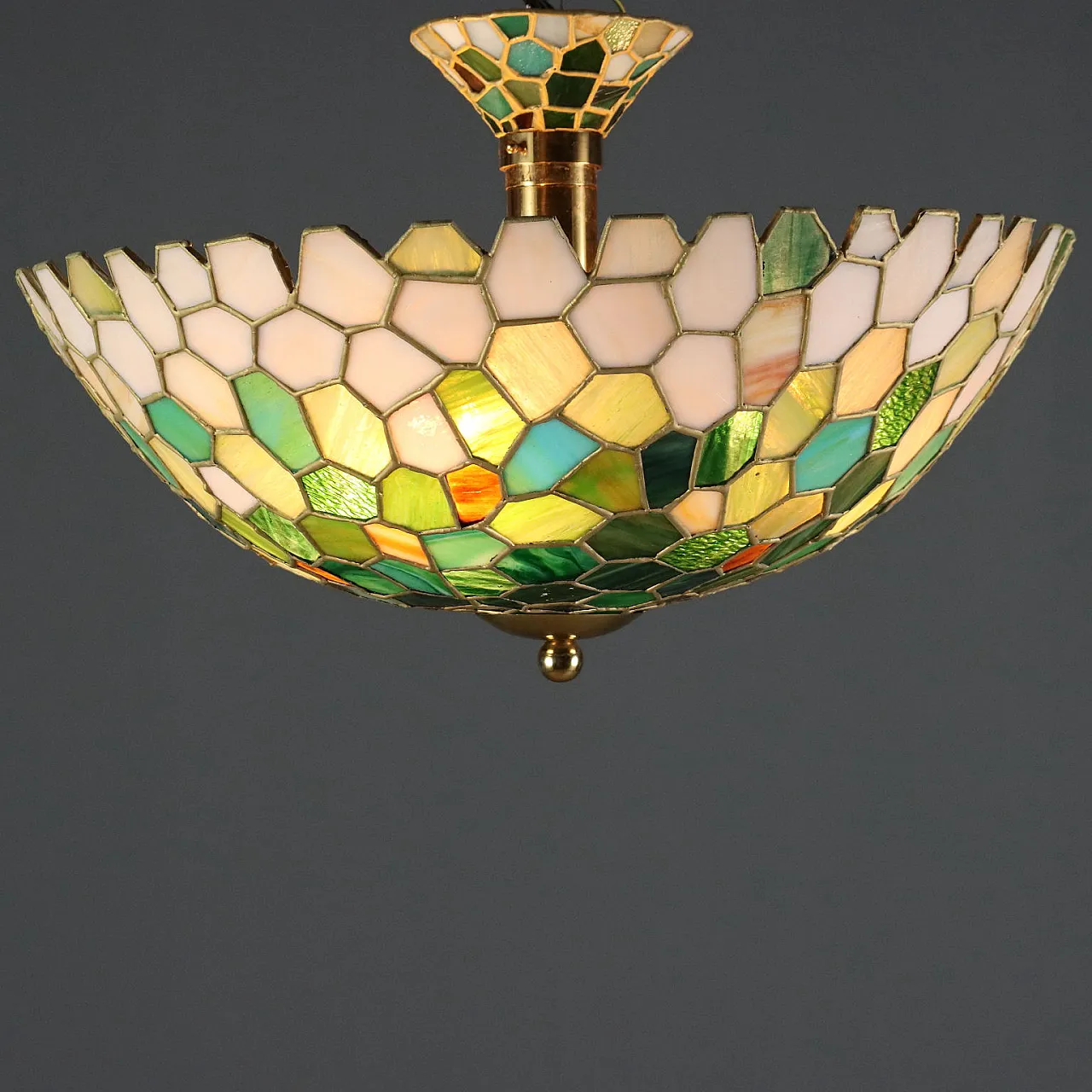 Lampadario in metallo stile Tiffany, '900 1
