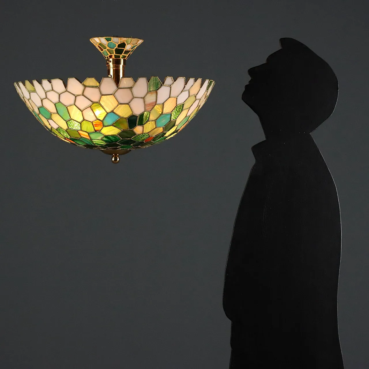 Lampadario in metallo stile Tiffany, '900 2