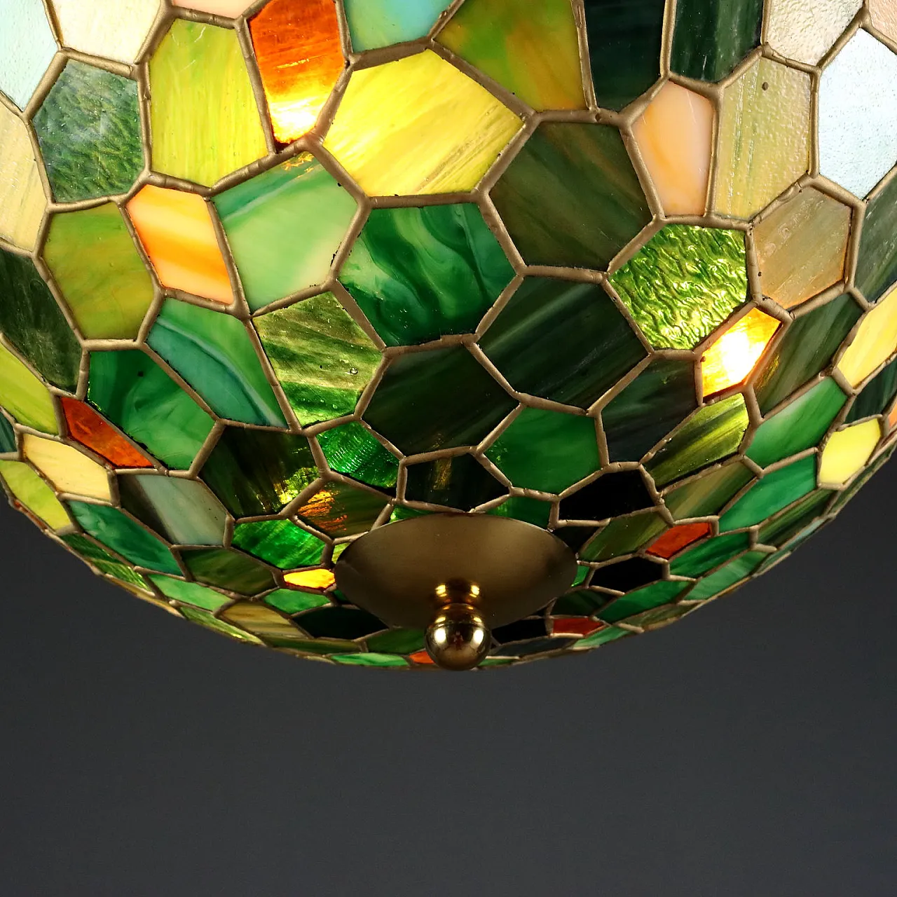 Lampadario in metallo stile Tiffany, '900 3