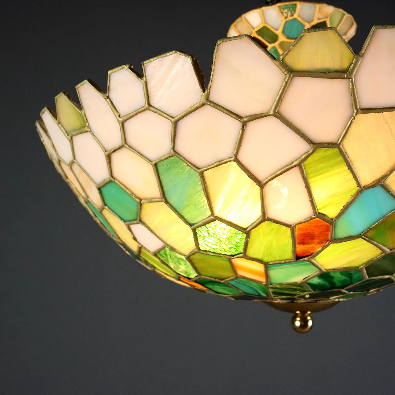 Lampadario in metallo stile Tiffany, '900 4