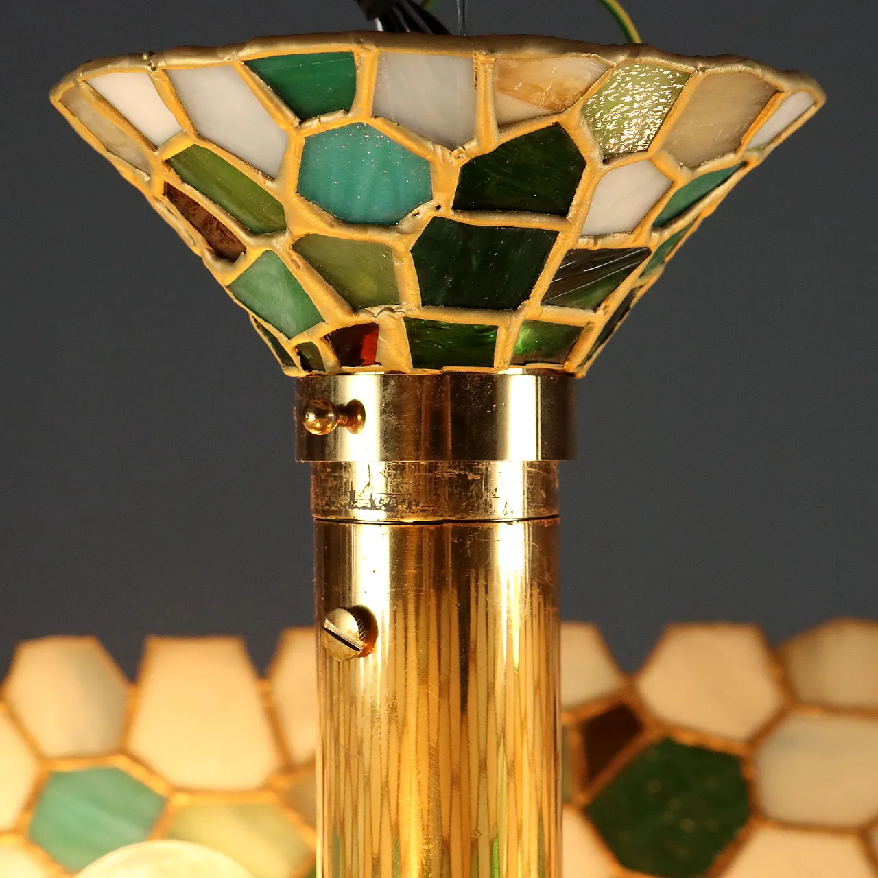 Lampadario in metallo stile Tiffany, '900 5