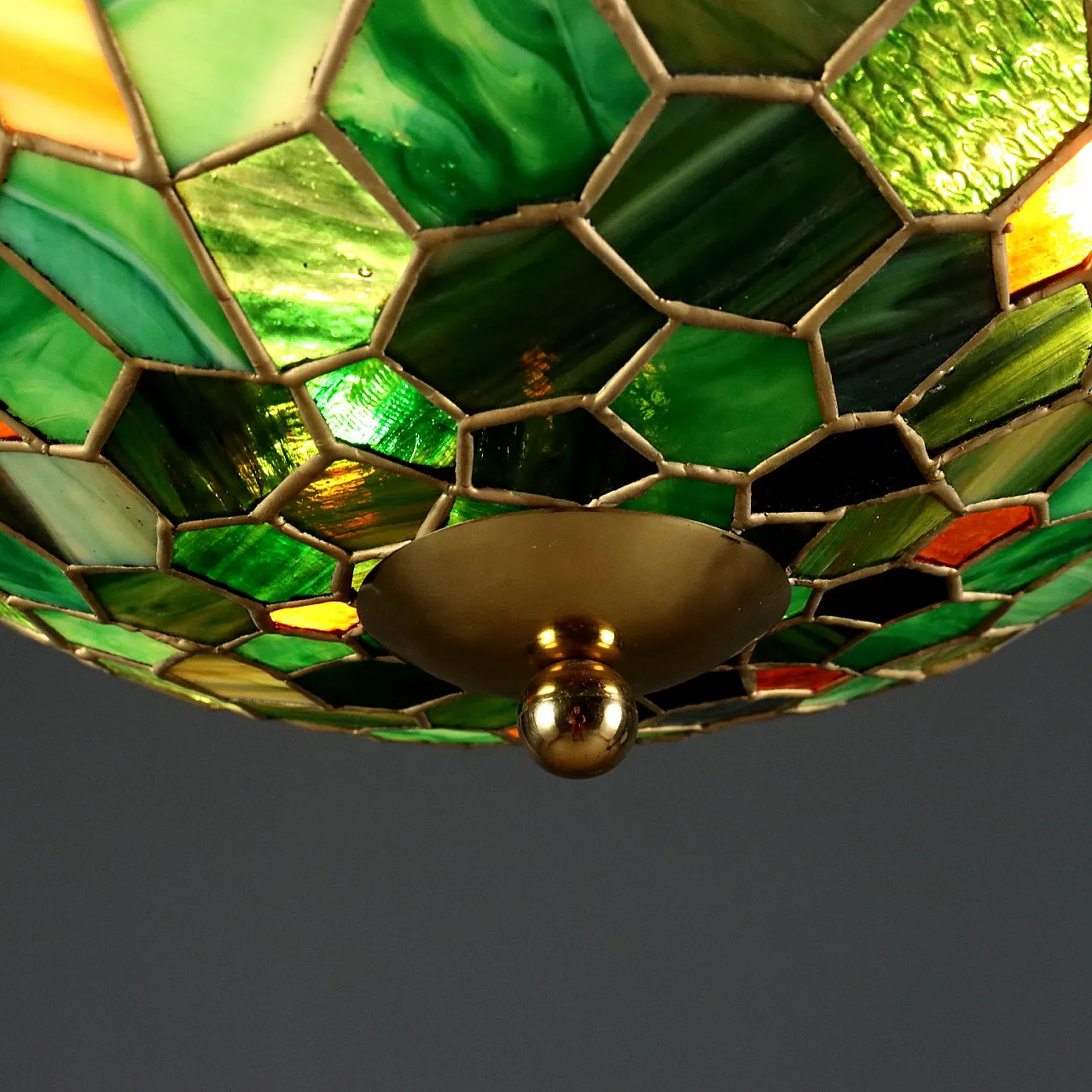 Lampadario in metallo stile Tiffany, '900 7