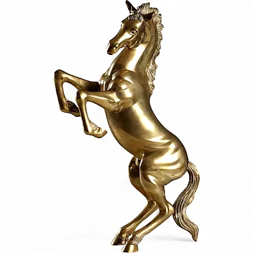 Cavallo rampante in bronzo dorato, 20th century