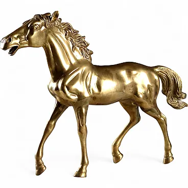Cavallo al trotto in bronzo dorato, '900
