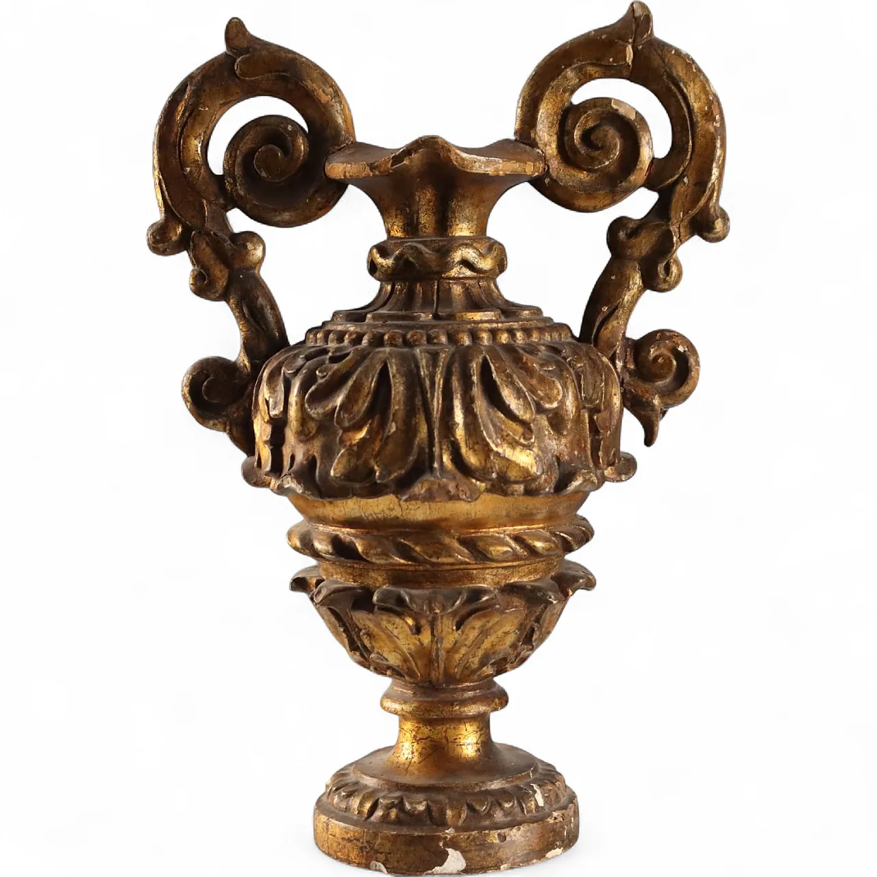 Baroque vase in carved and gilded wood, 18th century 8