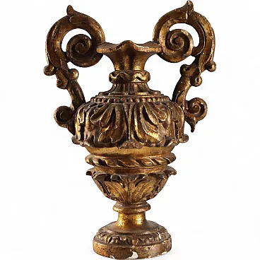 Baroque vase in carved and gilded wood, 18th century
