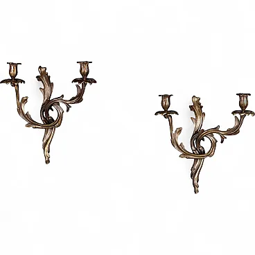 Coppia di applique in bronzo brunito, '900