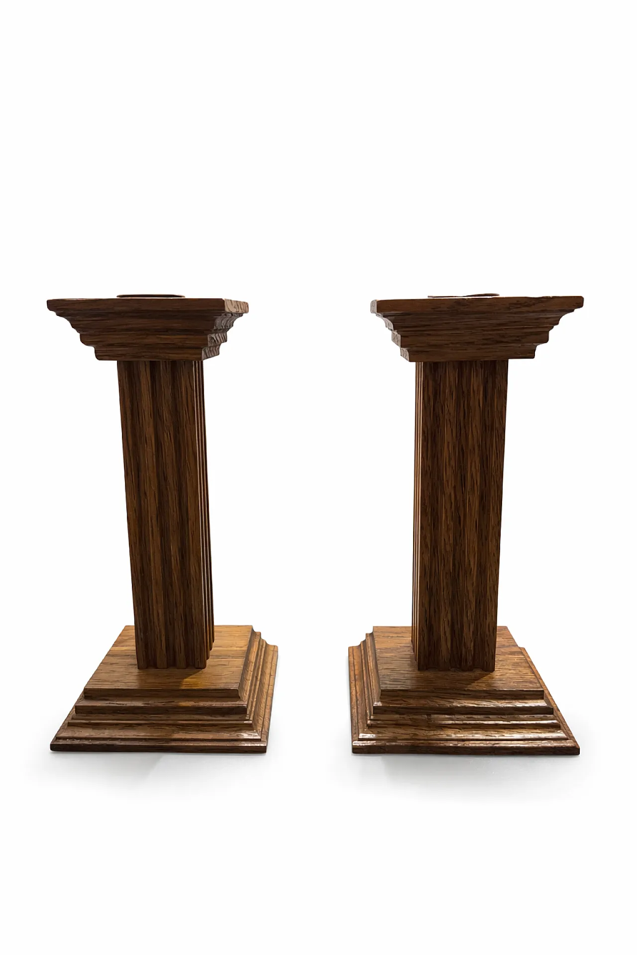 Pair Dutch Oak Candlesticks by MeubelFabriek Oisterwijk, 70s 8