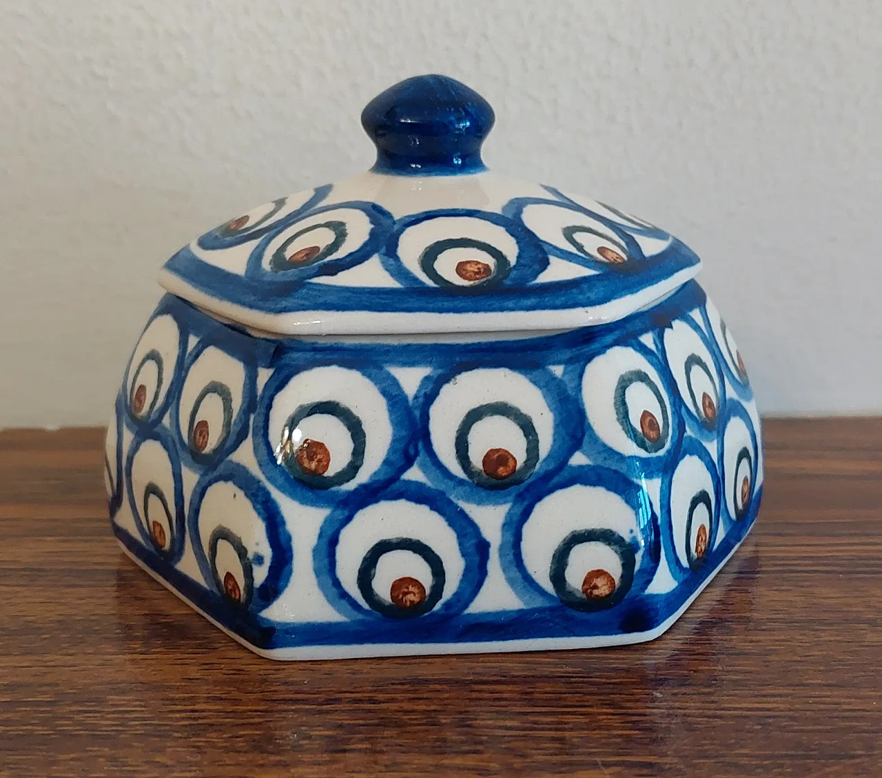 Hexagonal sugar bowl by Heise Bunzlau, 1948 1