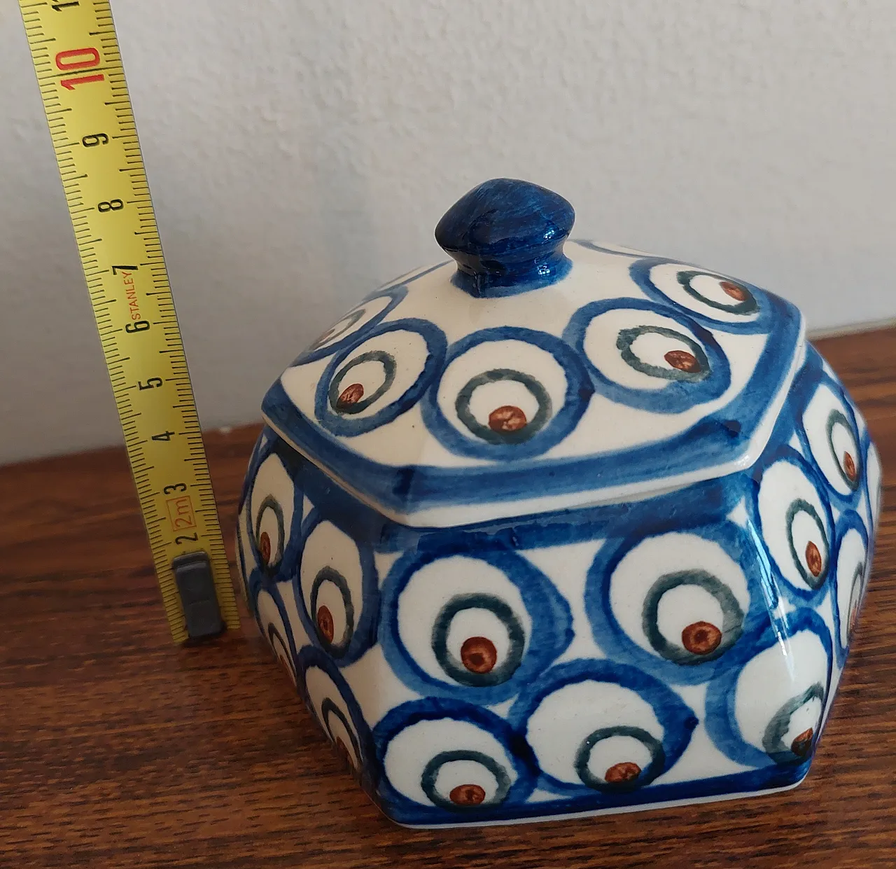Hexagonal sugar bowl by Heise Bunzlau, 1948 4