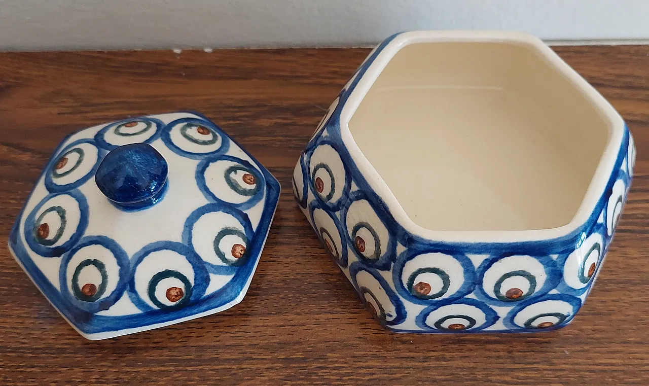 Hexagonal sugar bowl by Heise Bunzlau, 1948 5