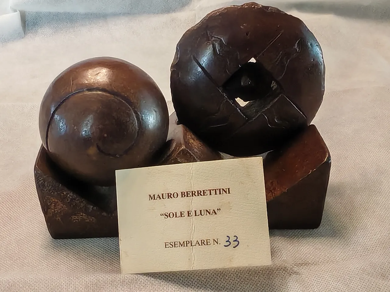 Scultura Sole e Luna di Mauro Berrettini bronzo Ed. Limitata, anni '70 1