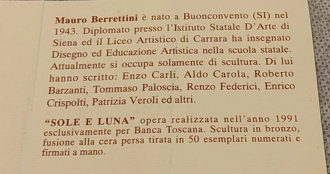 Scultura Sole e Luna di Mauro Berrettini bronzo Ed. Limitata, anni '70 3