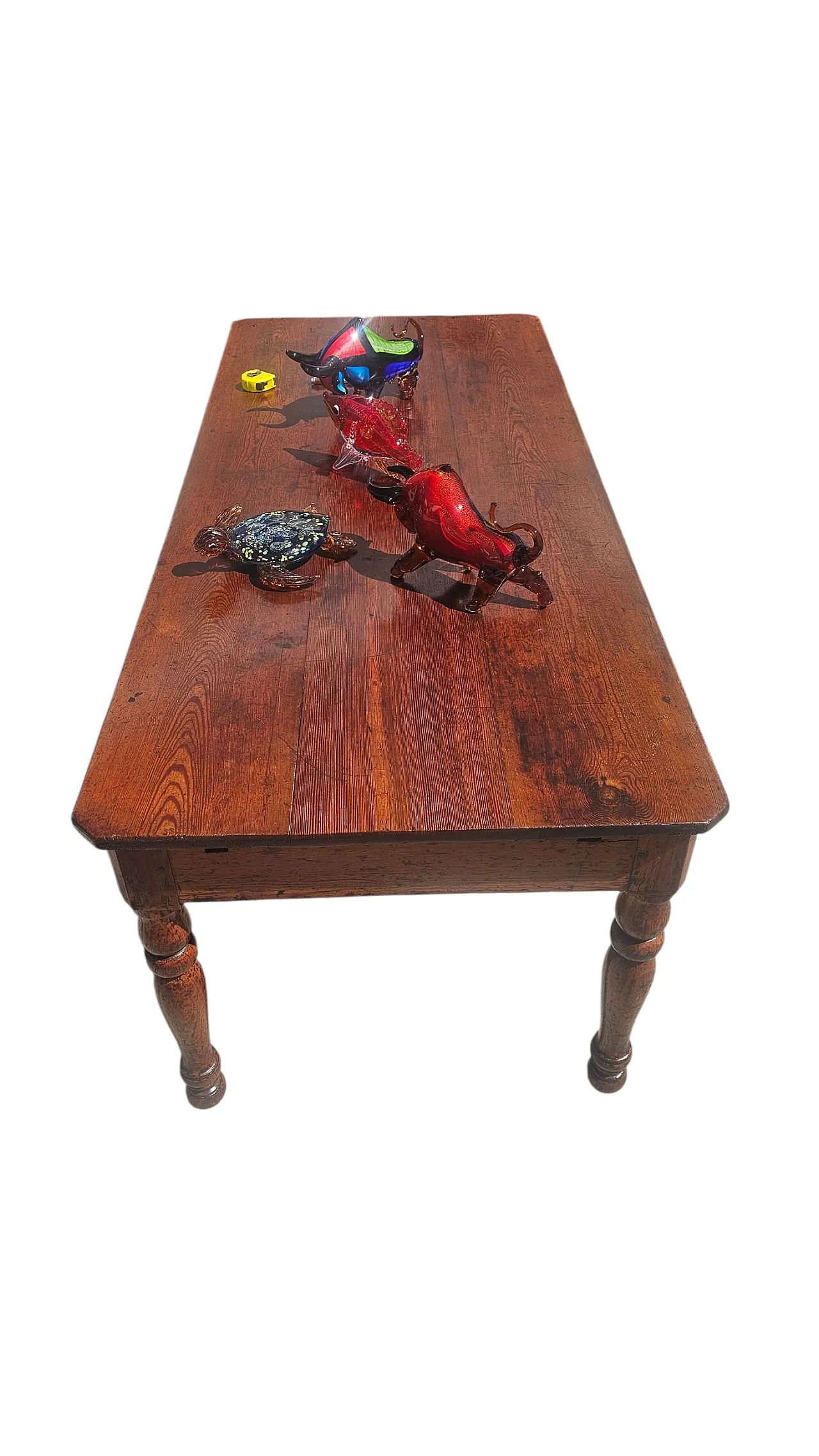 Rustic larch table with turned legs, 19th century 2