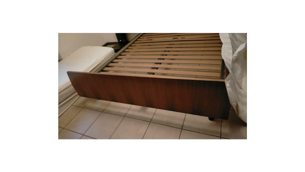 Rosewood veneered double bed frame with hanging nightstands, 1960s 8