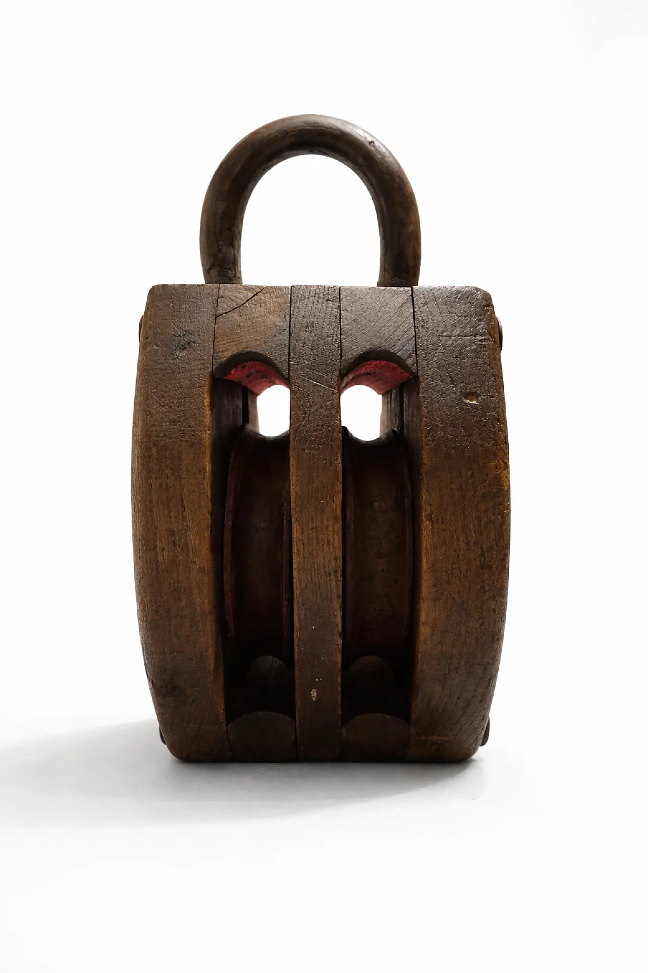 Nautical Double Pulley Block Wood and Iron Rotterdam, 50s 1