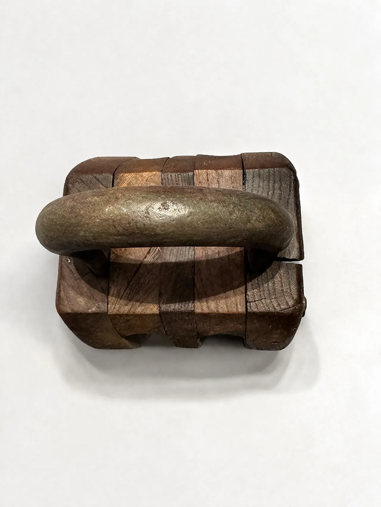 Nautical Double Pulley Block Wood and Iron Rotterdam, 50s 3