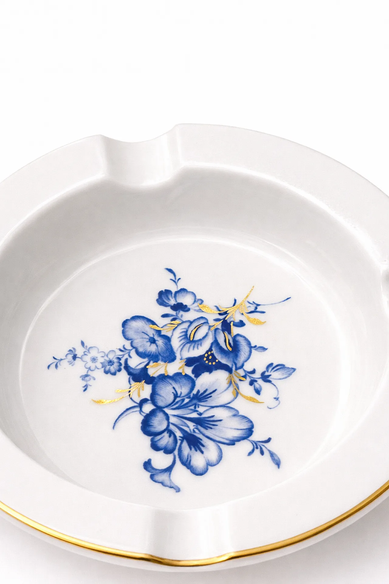 Porcelain Ashtray by Meissen Blue and Gold Floral Decoration, 70s 3