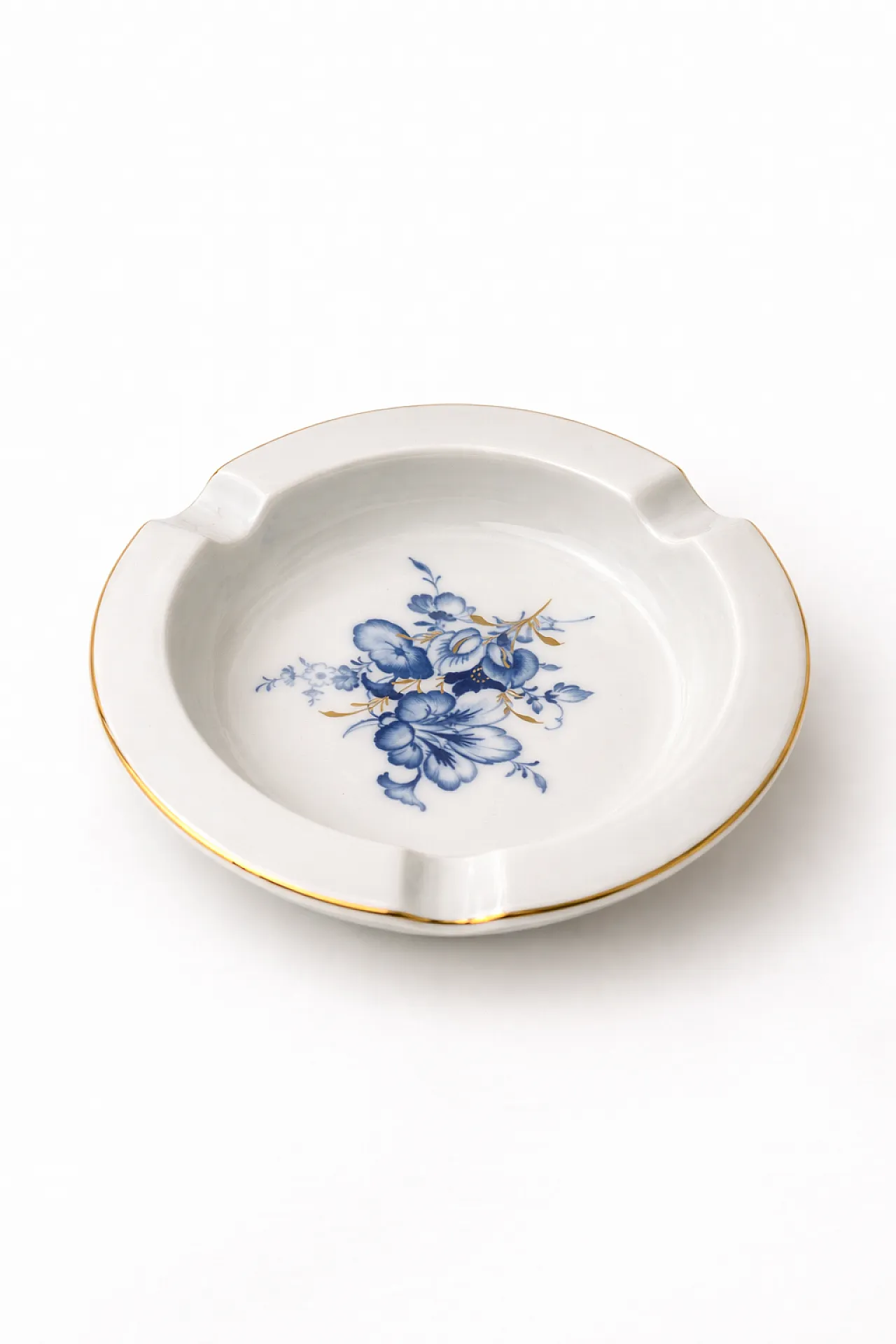 Porcelain Ashtray by Meissen Blue and Gold Floral Decoration, 70s 5