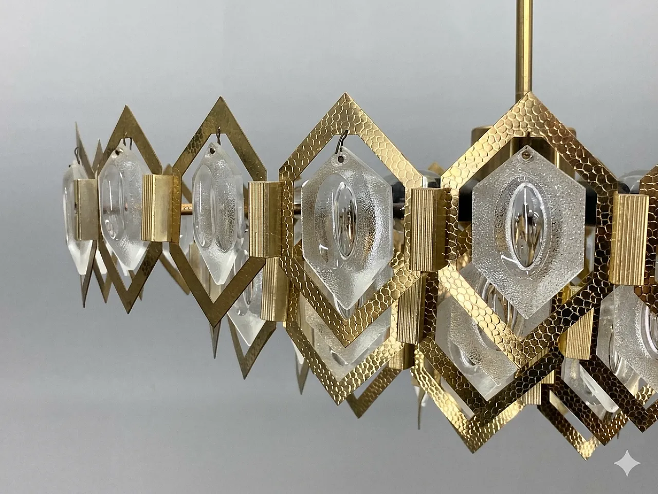 Lampadario in vetro e ottone di Jaroslav Bejvl Kamenický, anni '60 19