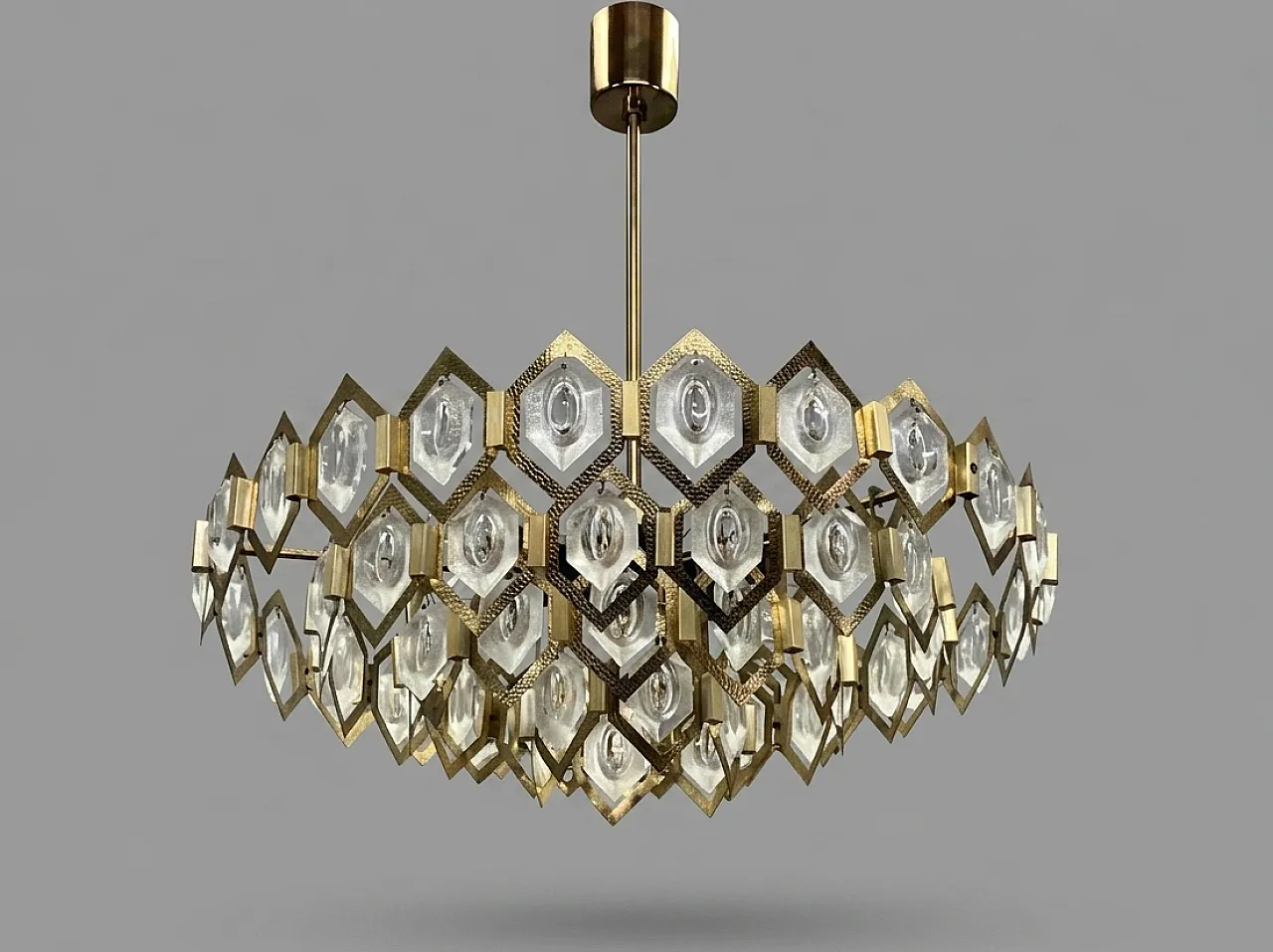 Lampadario in vetro e ottone di Jaroslav Bejvl Kamenický, anni '60 23