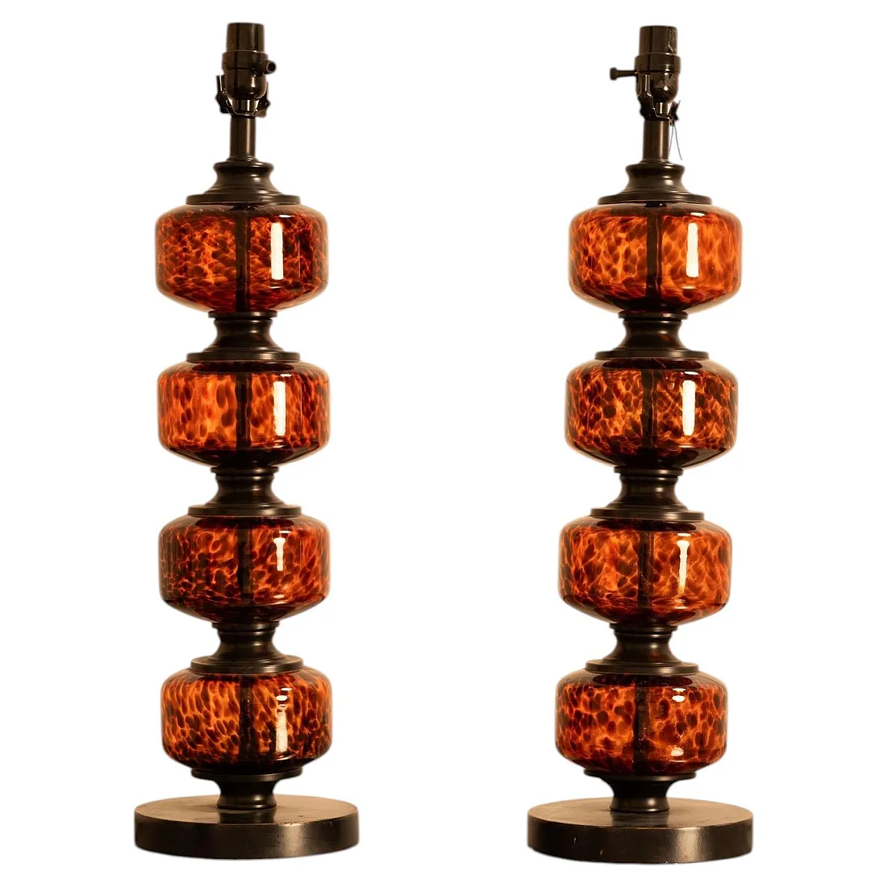 Pair of speckled glass table lamps, 20th century 1