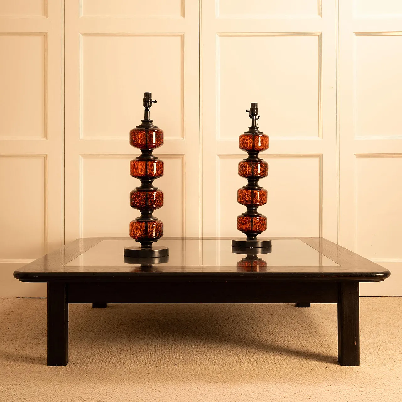 Pair of speckled glass table lamps, 20th century 5