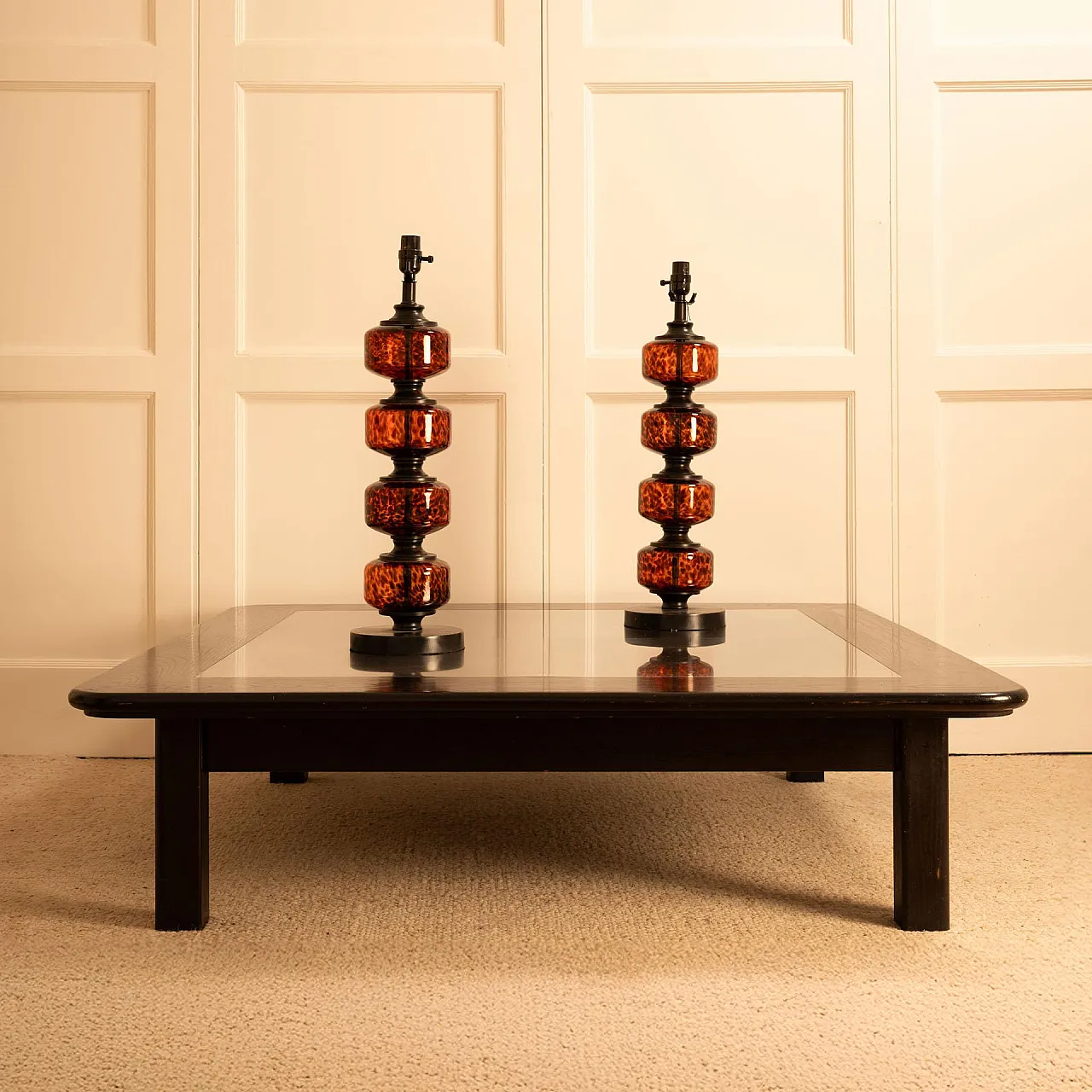 Pair of speckled glass table lamps, 20th century 6