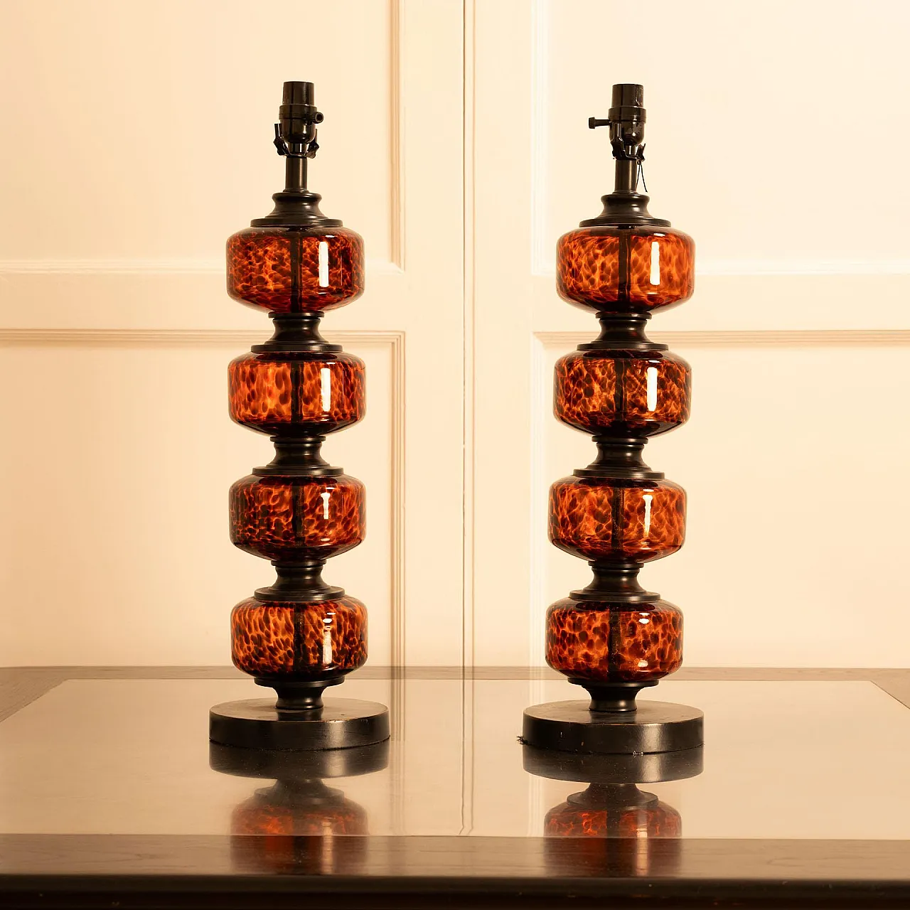 Pair of speckled glass table lamps, 20th century 7